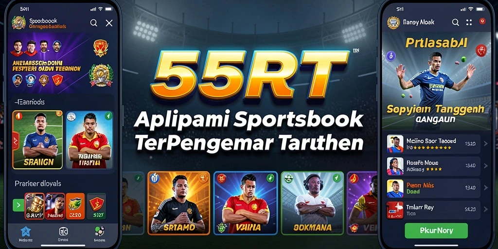 Tampilan menarik aplikasi 55RT dengan fitur Sportsbook.