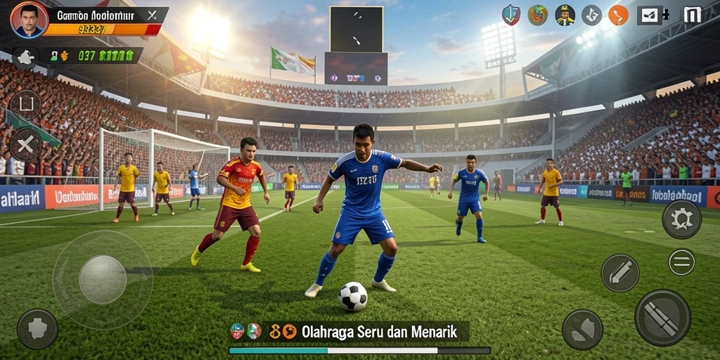 Tampilan gameplay seru dalam 93337 yang menggambarkan pertandingan olahraga.