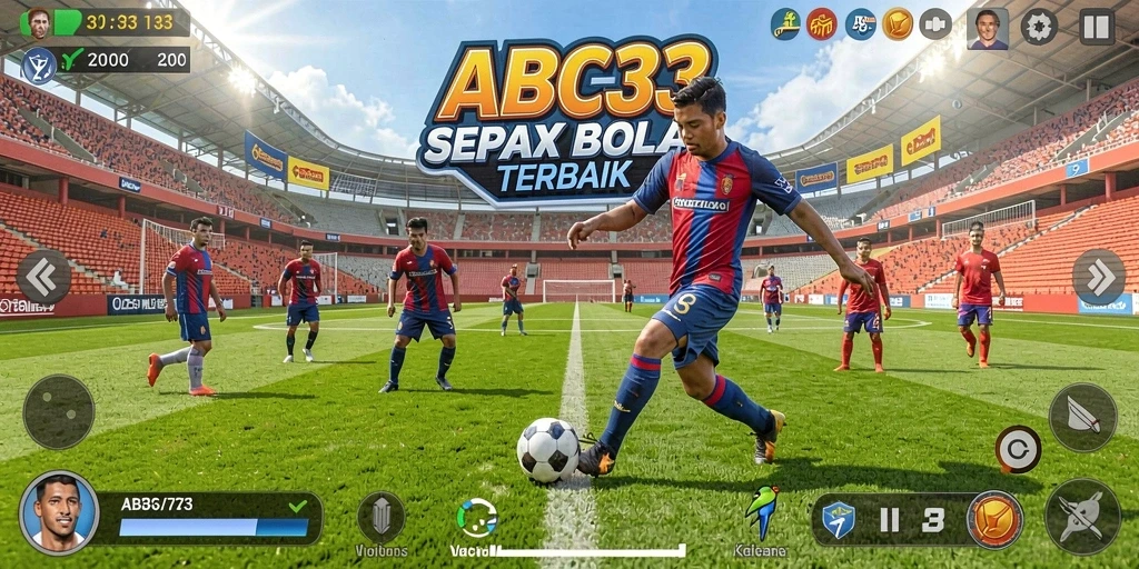 Tampilan gameplay menakjubkan dalam ABC33 yang memperlihatkan aksi sepak bola mendebarkan.