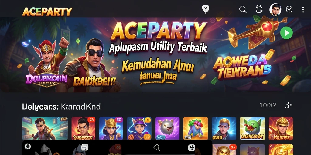 Screenshot utama ACEPARTY menunjukkan antarmuka aplikasi Utility yang ramah pengguna.