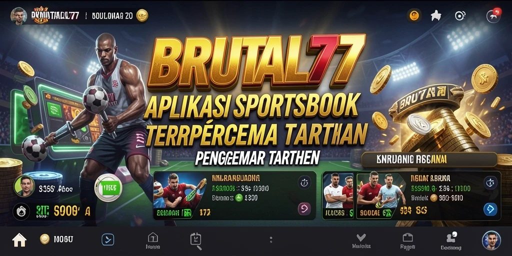 Tangkapan layar utama <strong>BRUTAL77</strong> menampilkan pengalaman taruhan olahraga yang mendebarkan.
