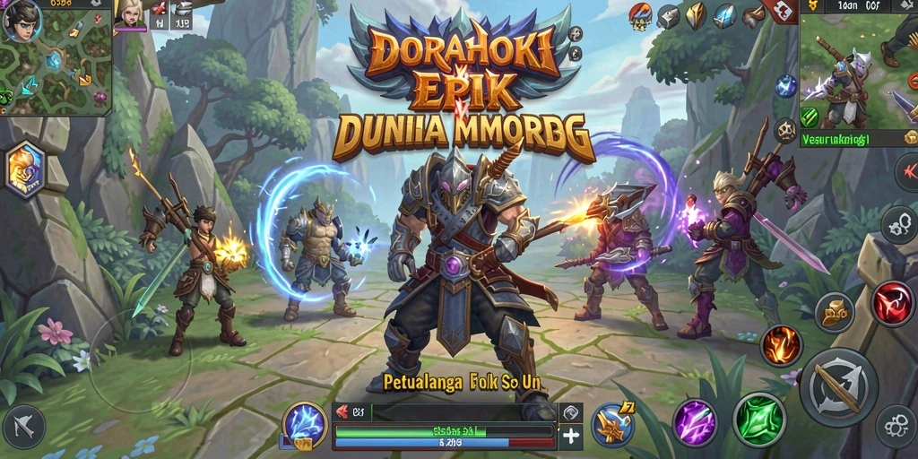 Screenshot gameplay DORAHOKI menampilkan petualangan seru di dunia MMORPG.
