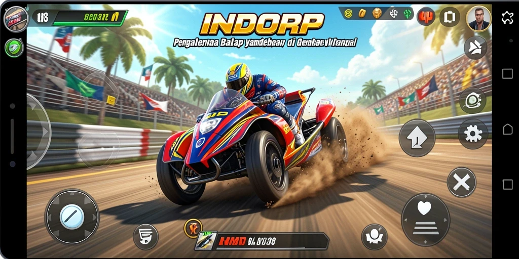 Tampilan gameplay balap yang seru dan menegangkan di INDORP.