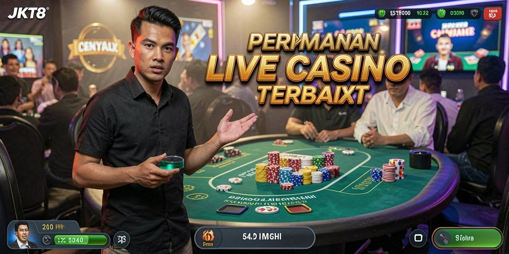 Gameplay JKT8 live casino yang penuh warna dan interaktif.