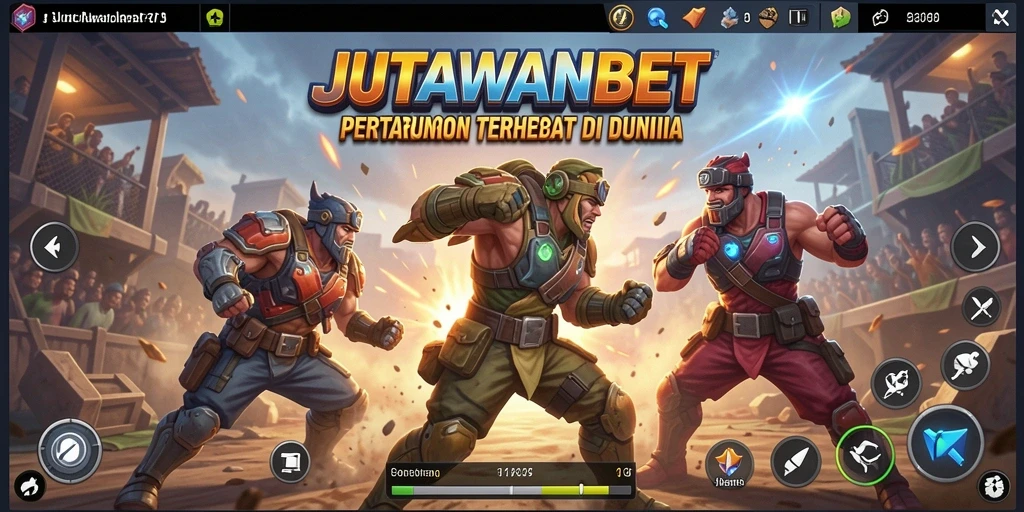 Tampilan gameplay seru dalam JUTAWANBET di medan perang Battle Royale.