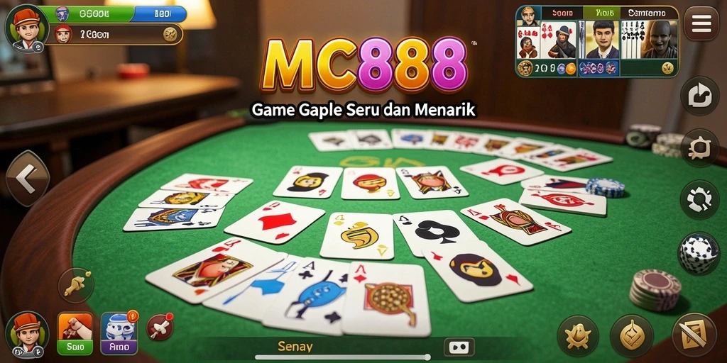 Tampilan screenshot MC888 menampilkan gameplay Gaple yang menarik dan interaktif.