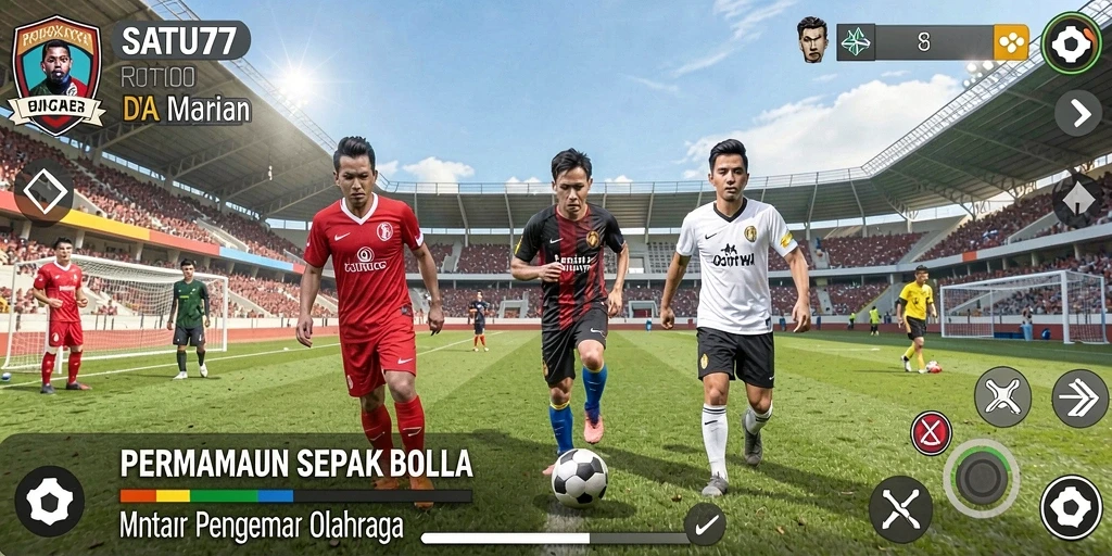 Tampilan gameplay menarik dari SATU77 dengan aksi sepak bola yang mendebarkan.