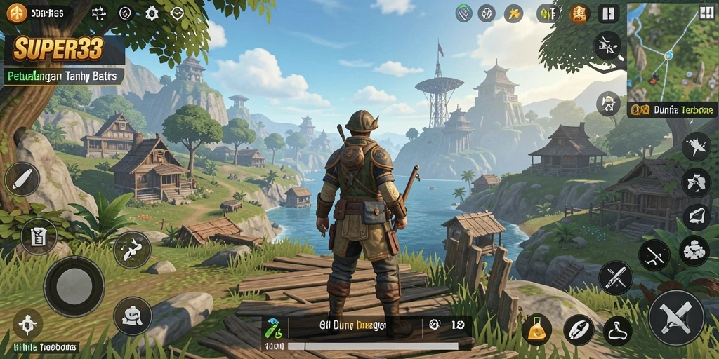 Gameplay SUPER33 menampilkan eksplorasi dunia terbuka yang menakjubkan.